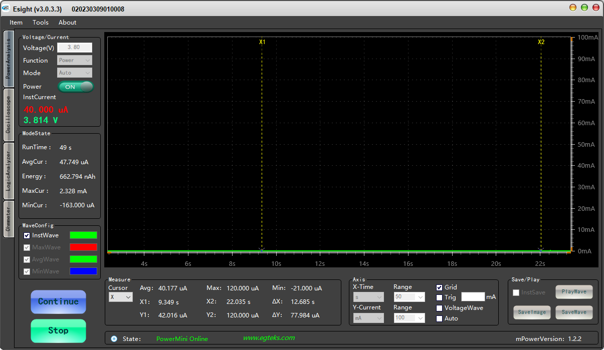 Power-off current measurement