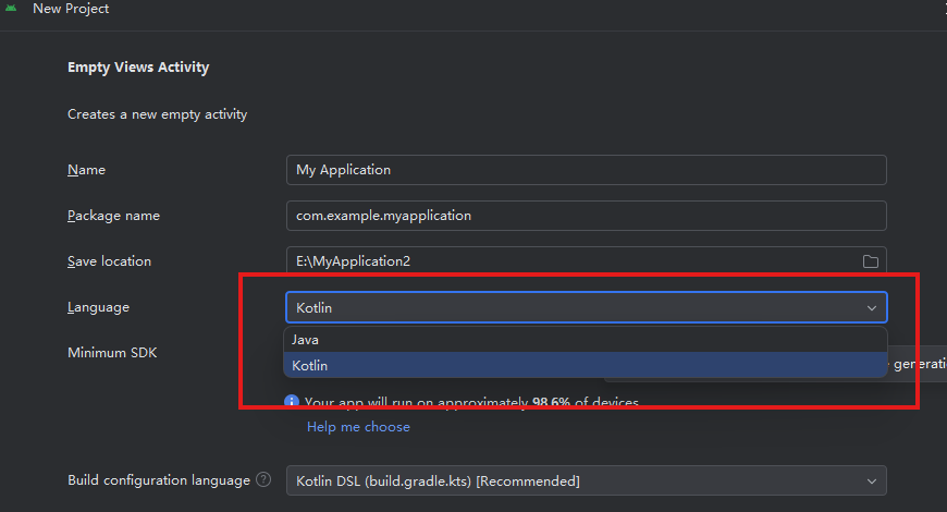 Android Studio project creation guide