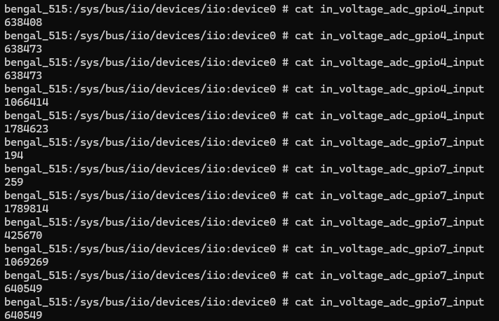 Example of ADC read output