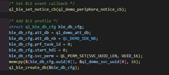 BLE event callback function and initialize BLE