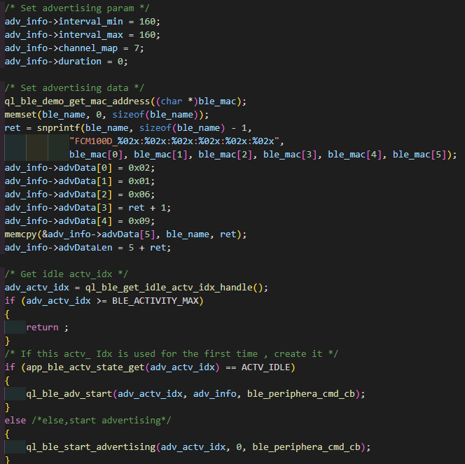 Set advertising parameters