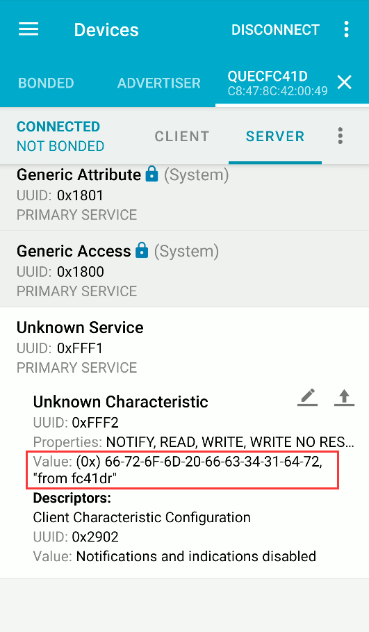 Received Data in 0xFFF2
