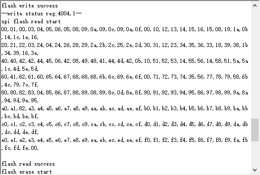 从 flash 读取数据的串口日志示例