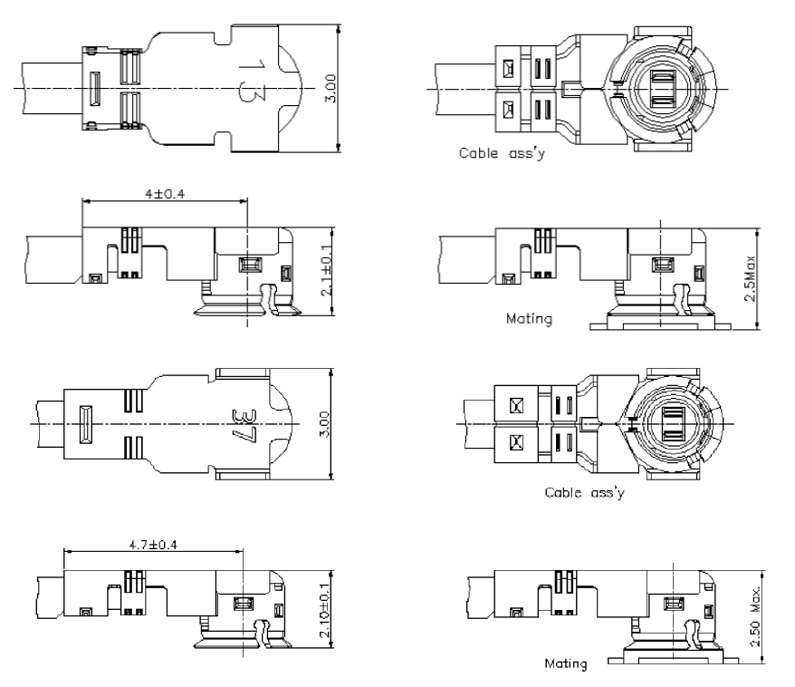 配套连接器的空间因子（单位：mm）
