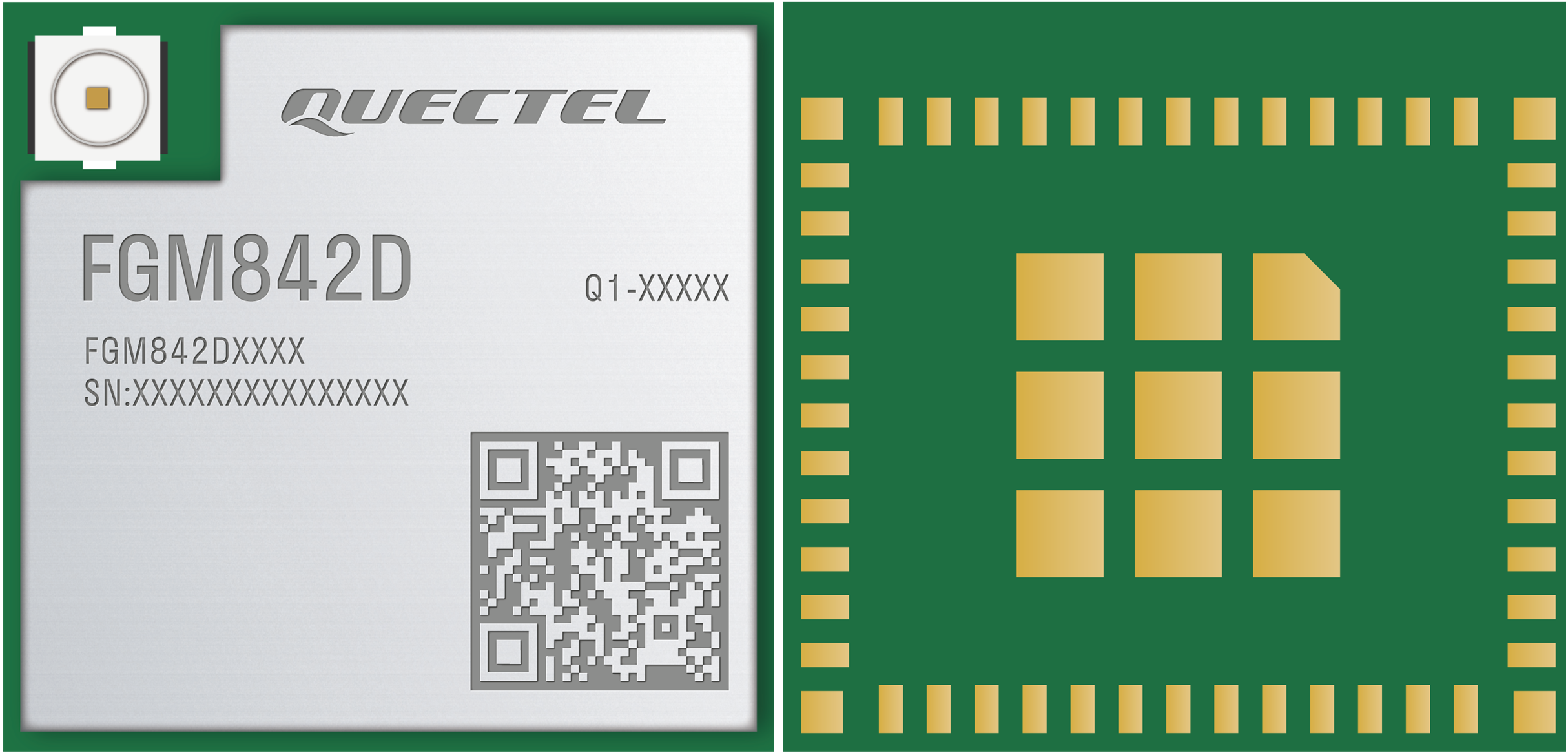 FGM842D 顶部和底部视图（RF 同轴连接器）