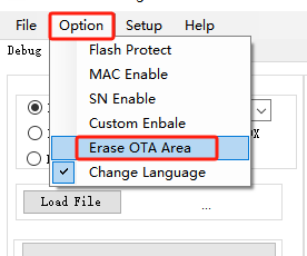 Click Erase OTA Area