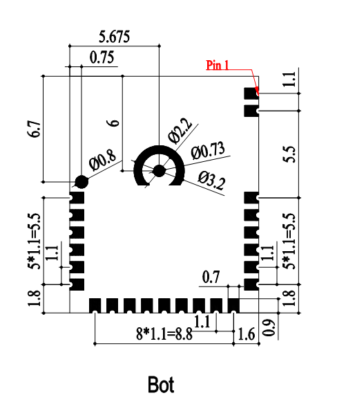 Bottom Dimensions (Bottom View)
