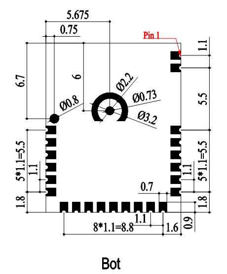 底部尺寸图（底视图）