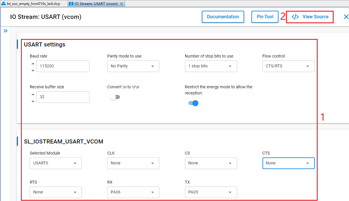 Figure 73: Configure IO Stream: USART Component