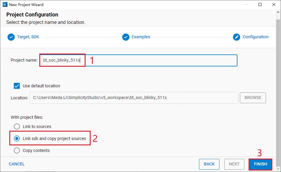 Figure 78: Set Bluetooth - SoC Blinky Project Name