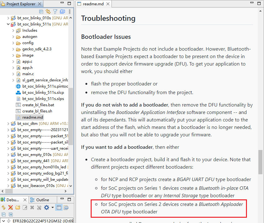 Figure 81: Bootloader Required for bt_soc_blinky_511s