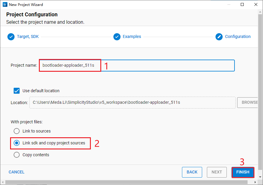 Figure 83: Set Bootloader Project Name