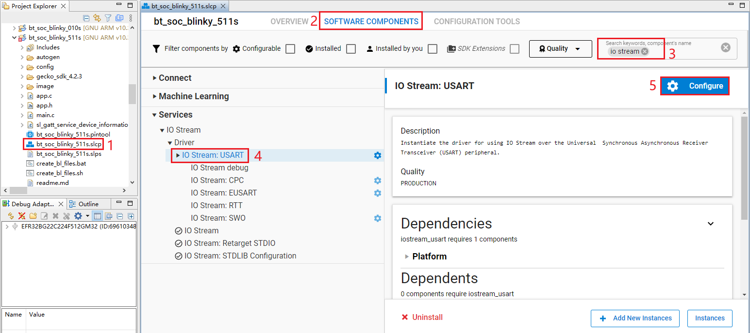 Figure 86: Search for IO Stream: USART Component