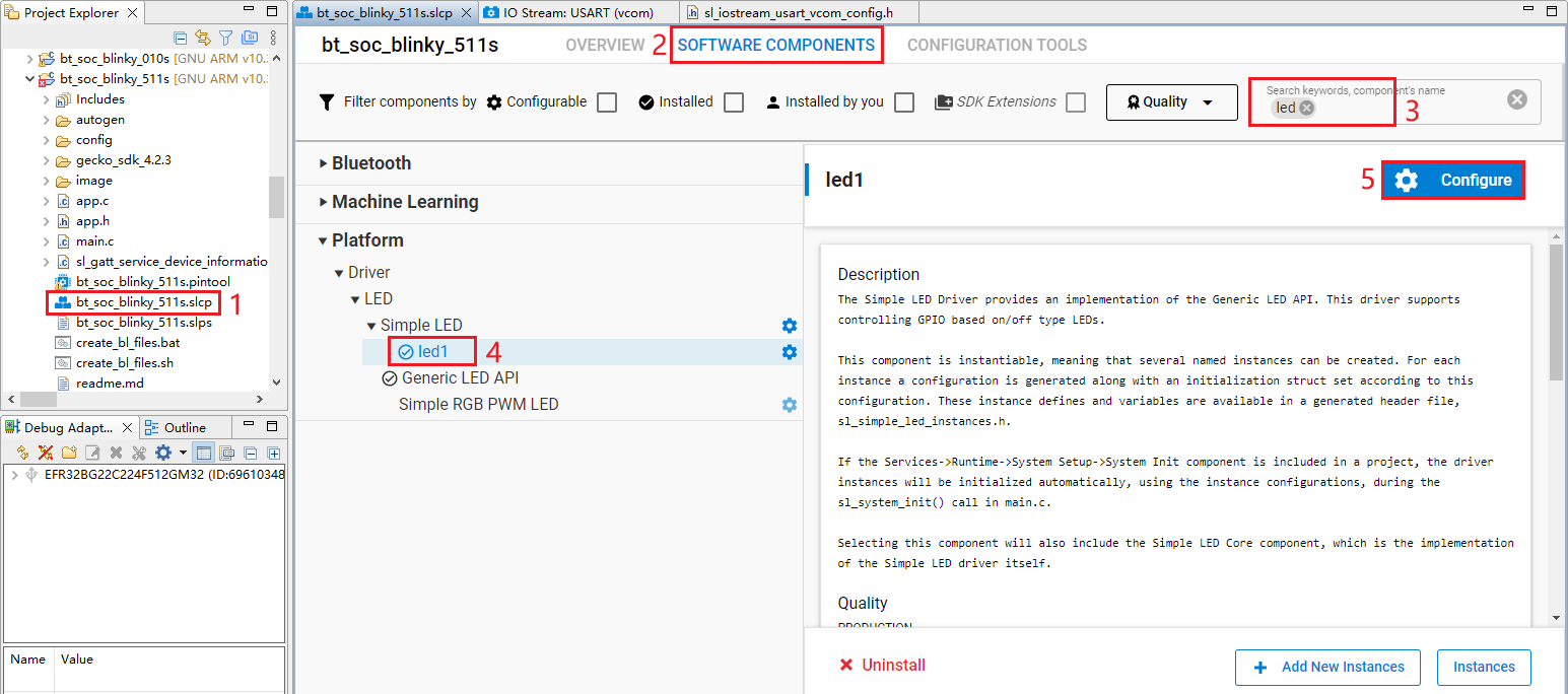 Figure 89: Search for Simple LED (led1) Component