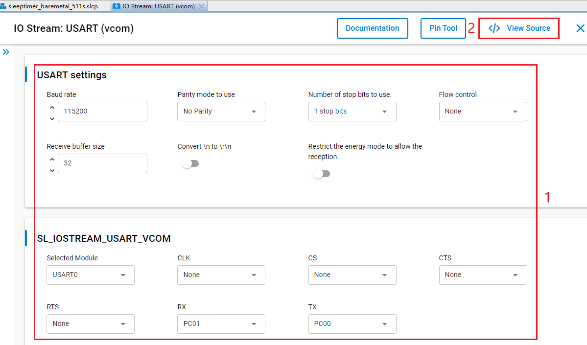 Figure 103: Configure IO Stream: USART Component