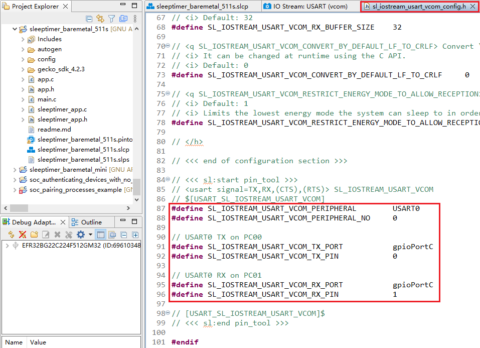 Figure 104: IO Stream: USART Component Configuration