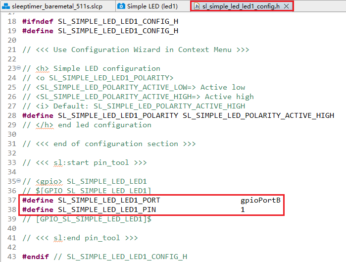 Figure 110: Simple LED (led1) Component Configuration