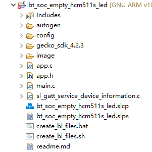 Figure 115: bt_soc_empty_hcm511s_led Project