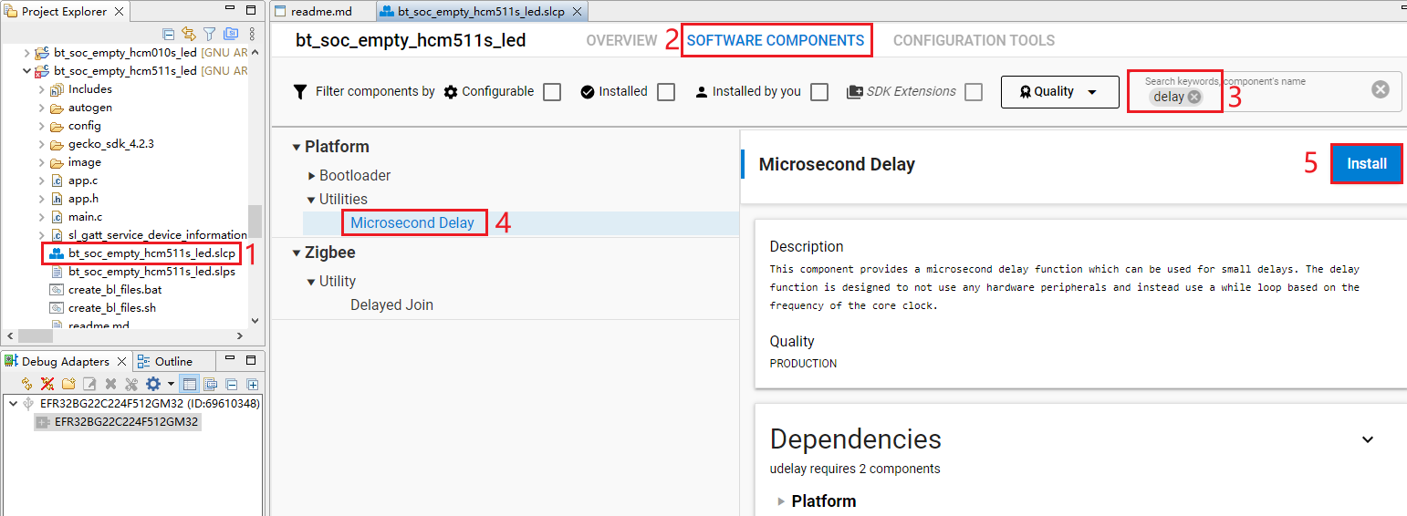 Figure 118: Install Microsecond Delay Component