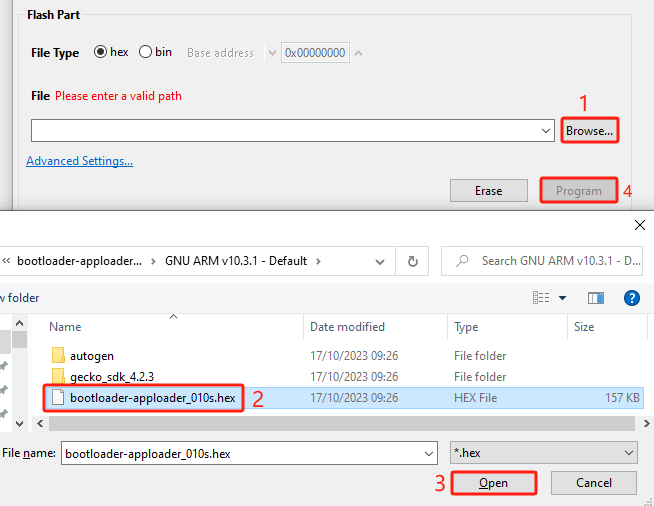 Figure 129: Flash Firmware of Bootloader Project