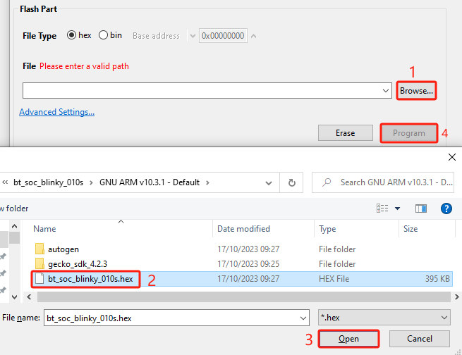 Figure 130: Flash Firmware of bt_soc_blinky_010s