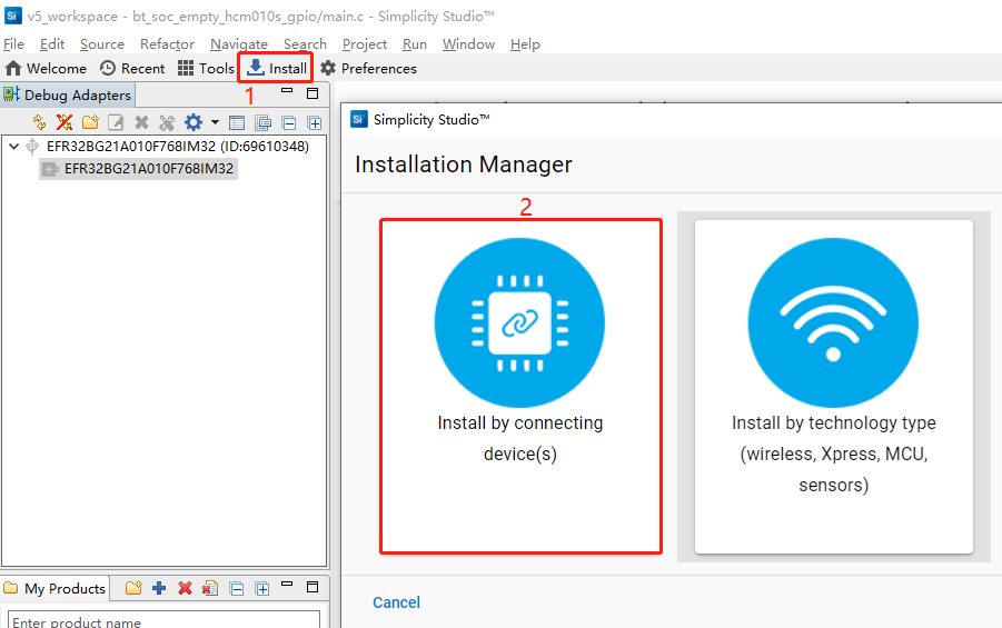 Figure 15: Select "Install by connecting device(s)"