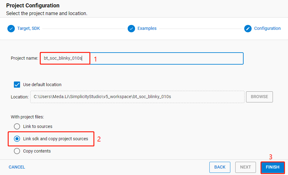 Figure 26: Set Bluetooth - SoC Blinky Project Name