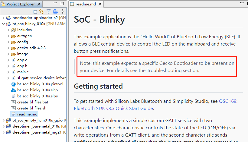 Figure 28: readme.md File of bt_soc_blinky_010s