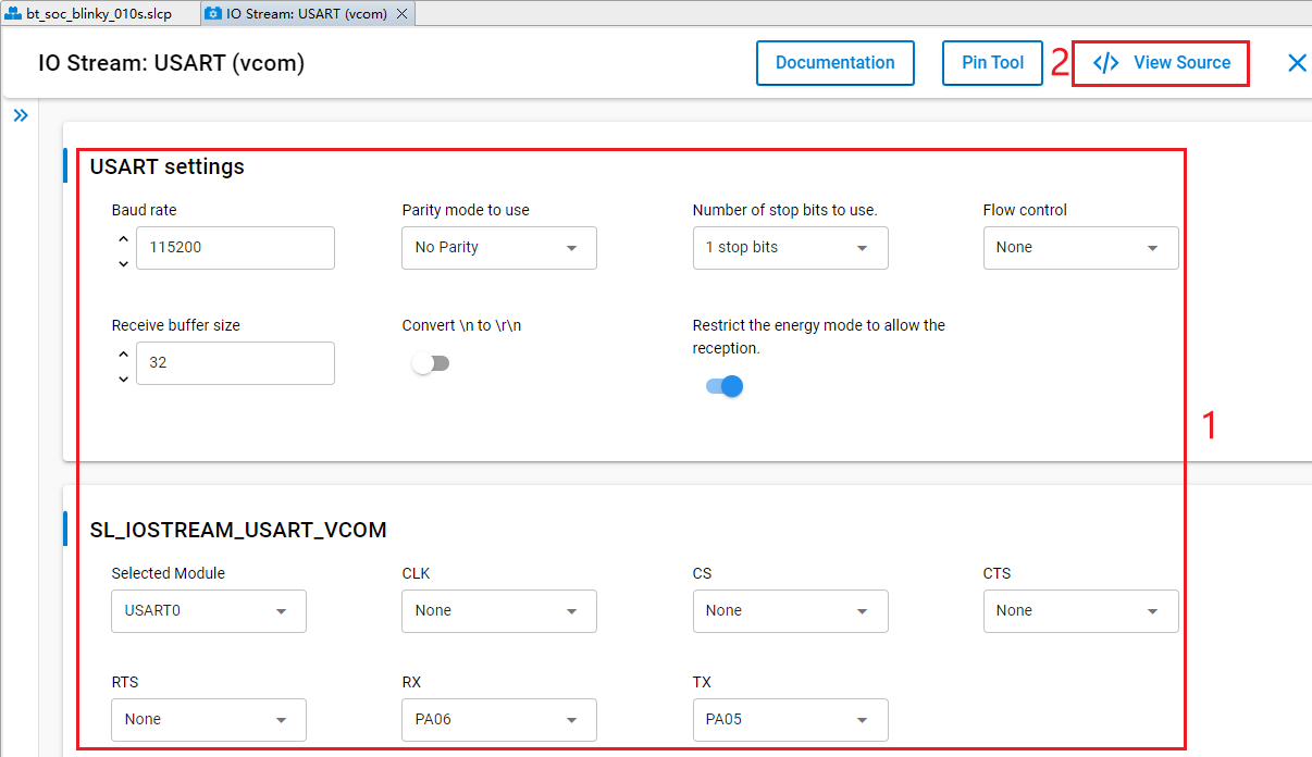 Figure 35: Configure IO Stream: USART Component