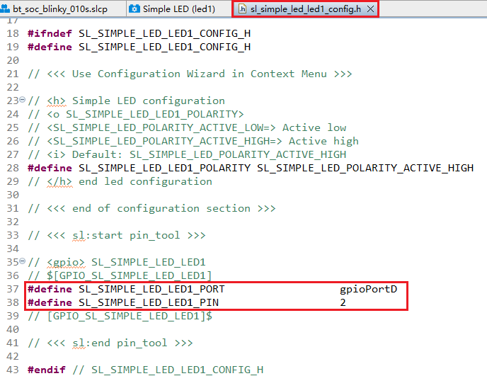 Figure 39: Simple LED (led1) Component Configuration
