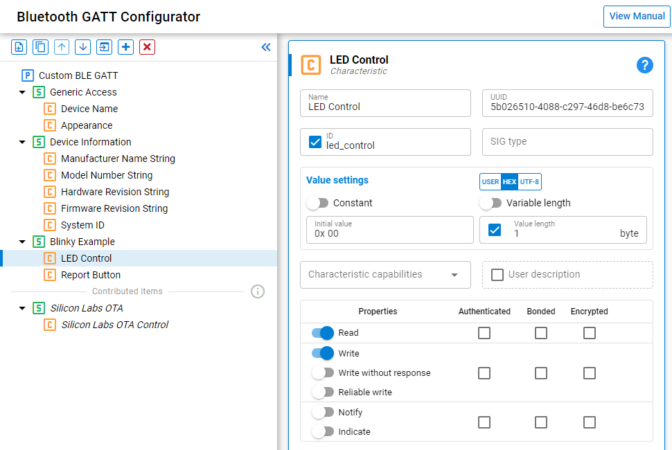 Figure 43: GATT Configuration Interface