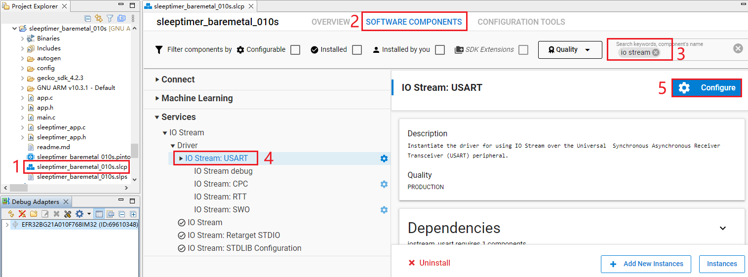 Figure 50: Search for IO Stream: USART Component