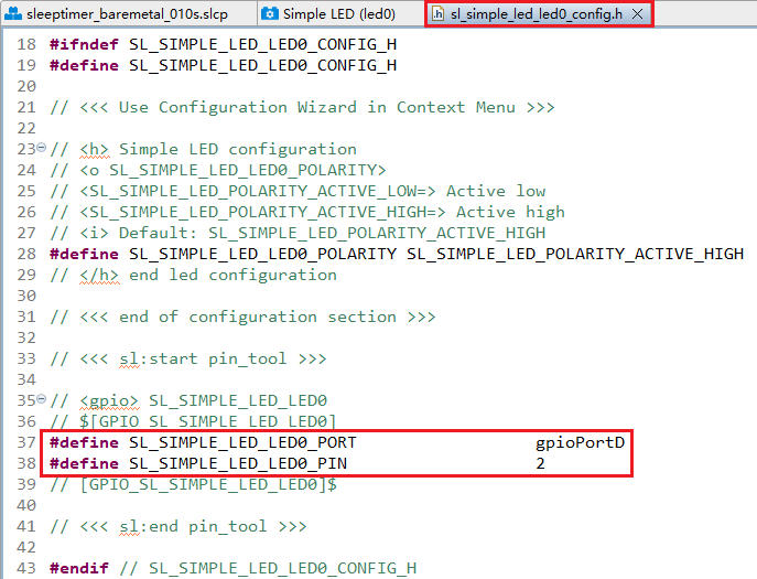 Figure 55: Simple LED (led0) Component Configuration