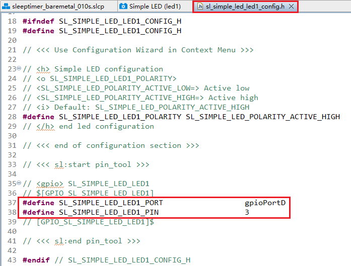 Figure 58: Simple LED (led1) Component Configuration