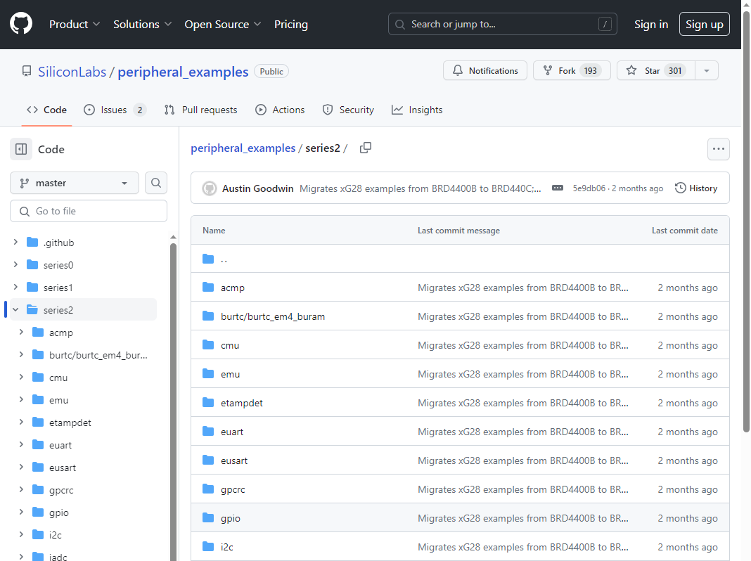 Figure 61: Open Github Repository Link for Peripheral Examples