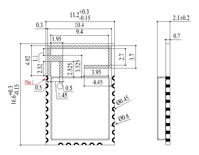 Top and Side Dimensions