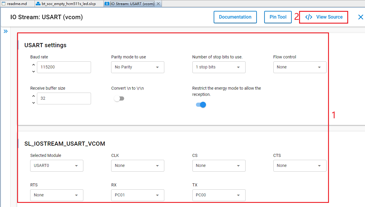 配置 IO Stream: USART 组件