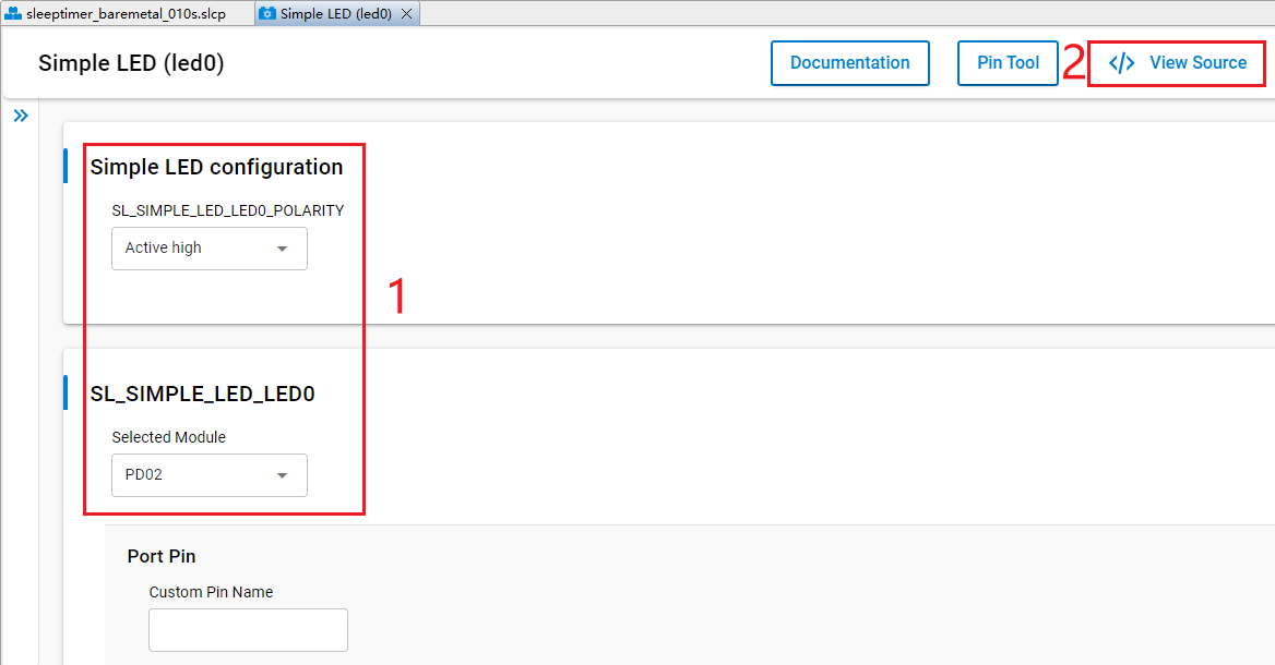 配置 Simple LED (led0) 组件