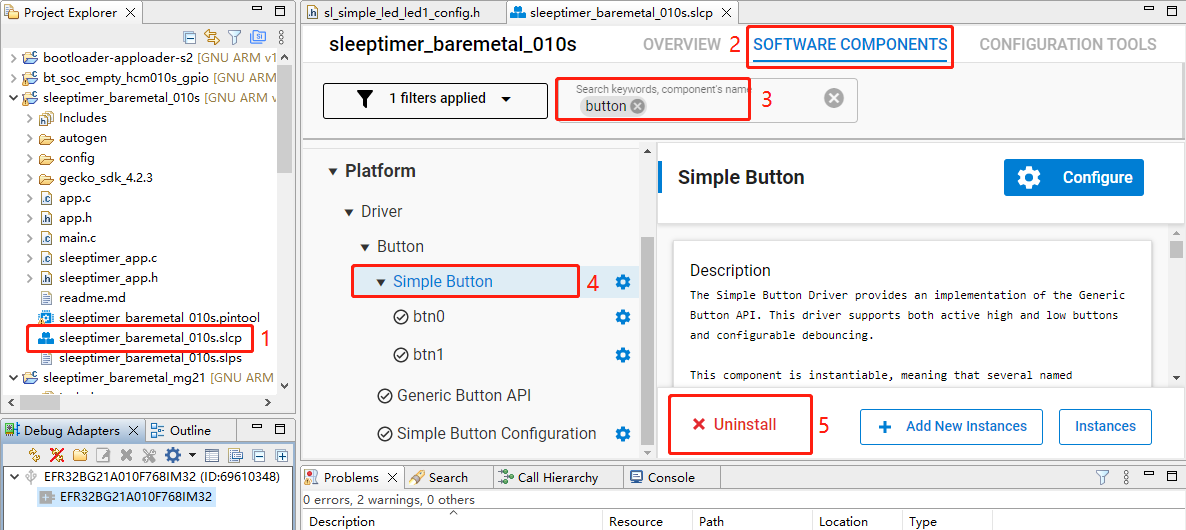 查找 btn0 和 btn1