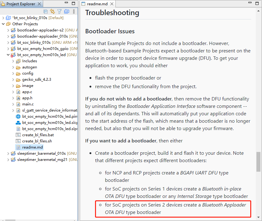 bt_soc_empty_hcm010s_led 所需 Bootloader 类型