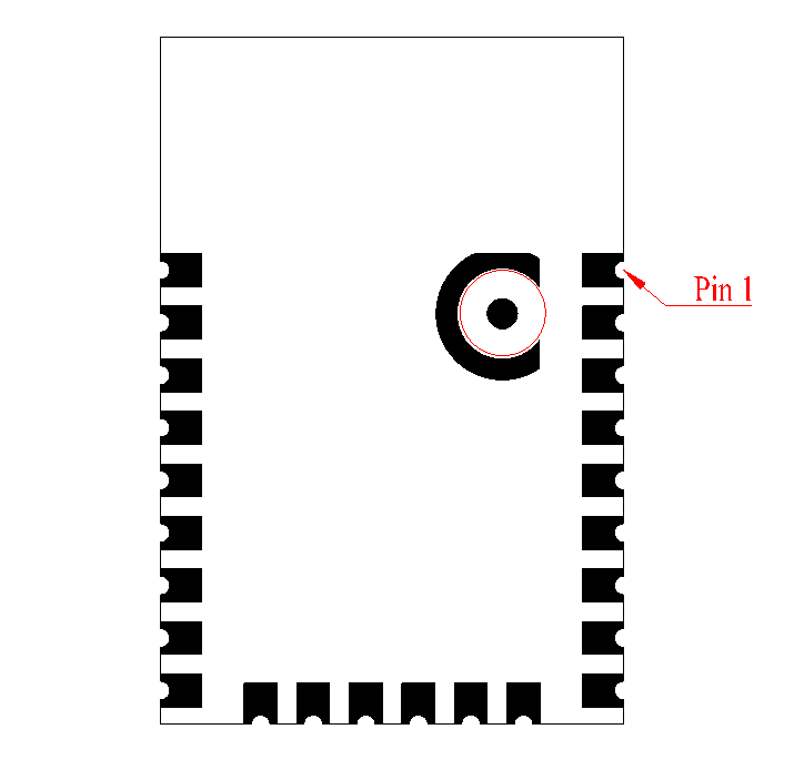 底部禁止布线区域(底视图)