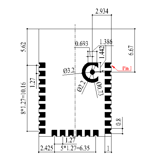 底部尺寸图(底视图)